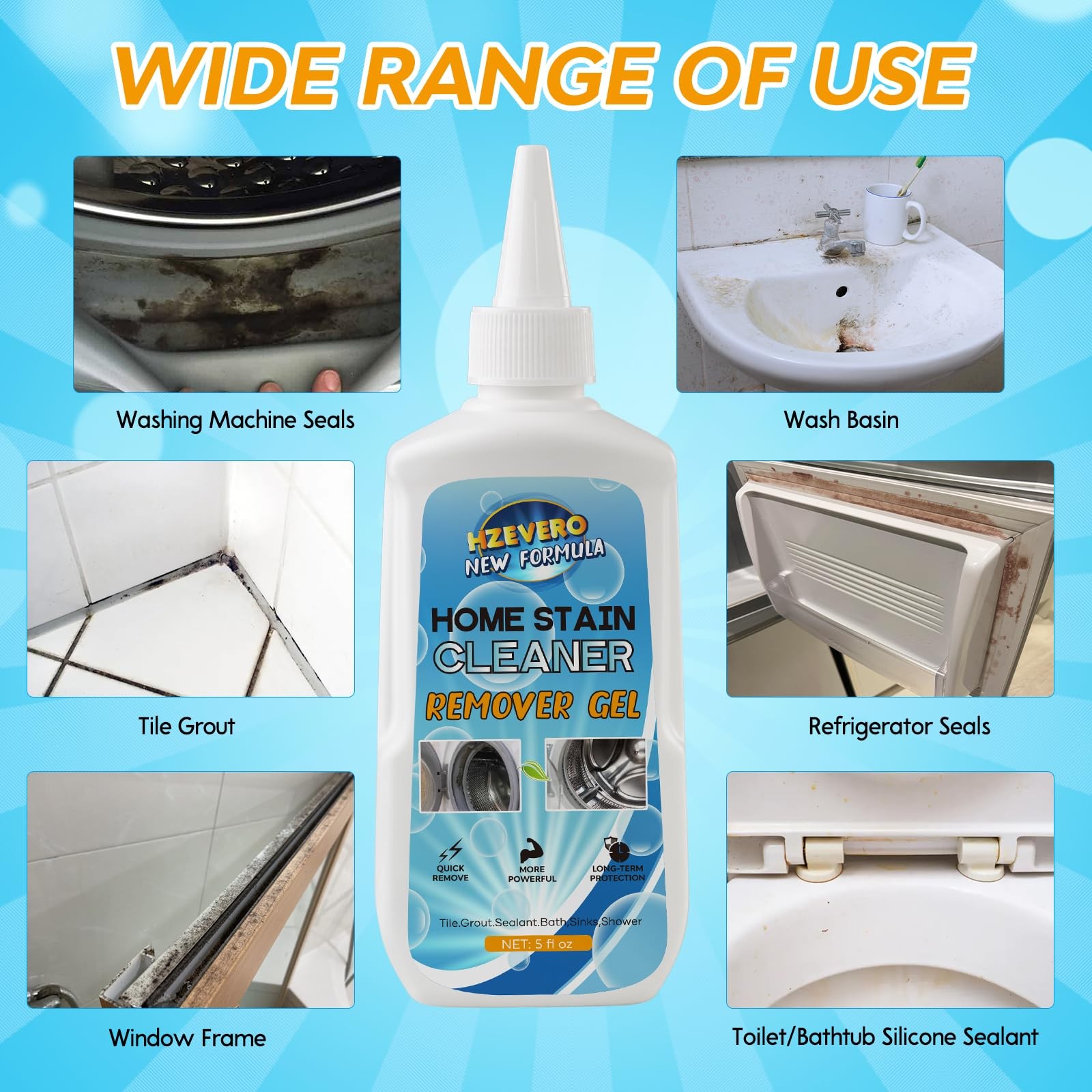 Mold Stain Remover Gel,Washing Machine Cleaner Front Load Washer Gasket Mold …