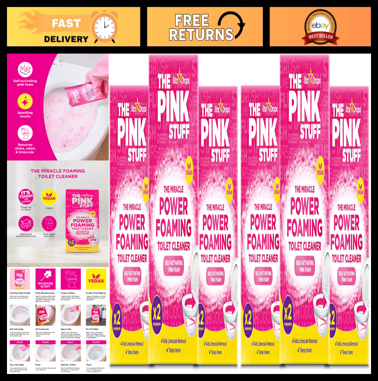 Miracle Foaming Toilet Cleaner – Self-Activating Deep Clean, Stain Removal, Fres
