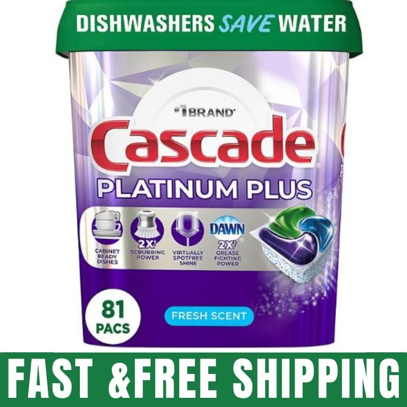 Cascade Platinum Plus ActionPacs Dishwasher Detergent Pacs, Fresh Scent (81 ct.)