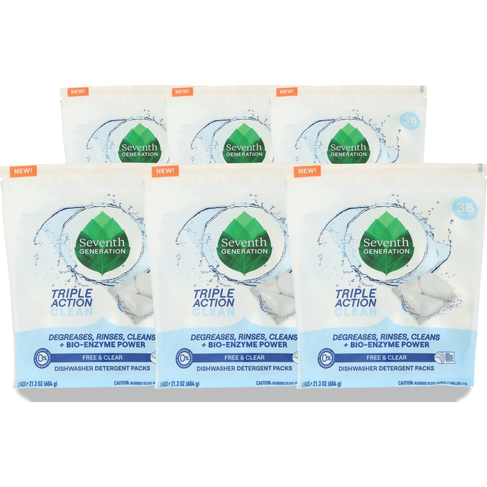 Seventh Generation Free And Clear Dishwasher Detergent Packs 6 Pack