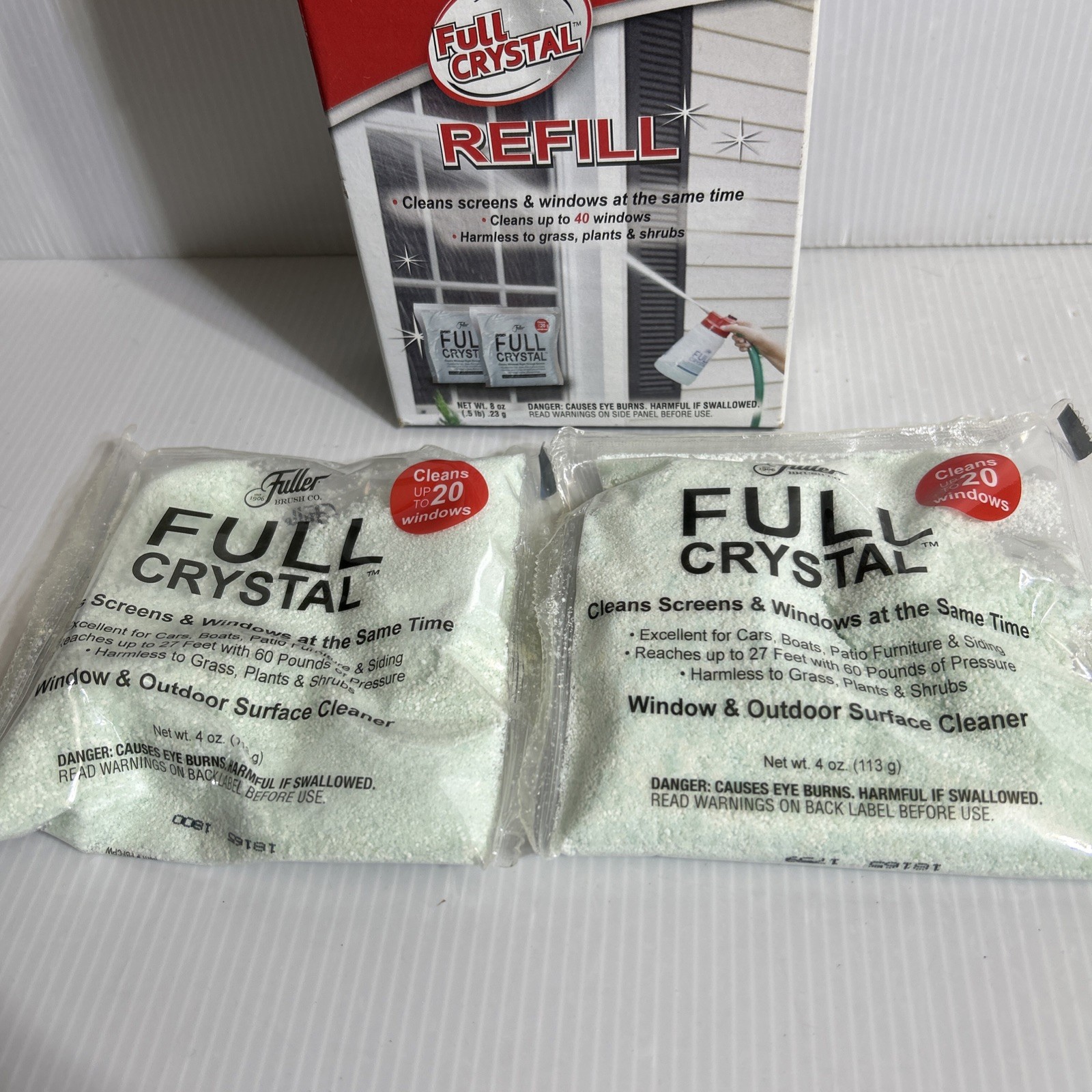 Fuller Full Crystal Refill Kit, Two 4 Oz. Crystal Powder Exterior Window Cleaner