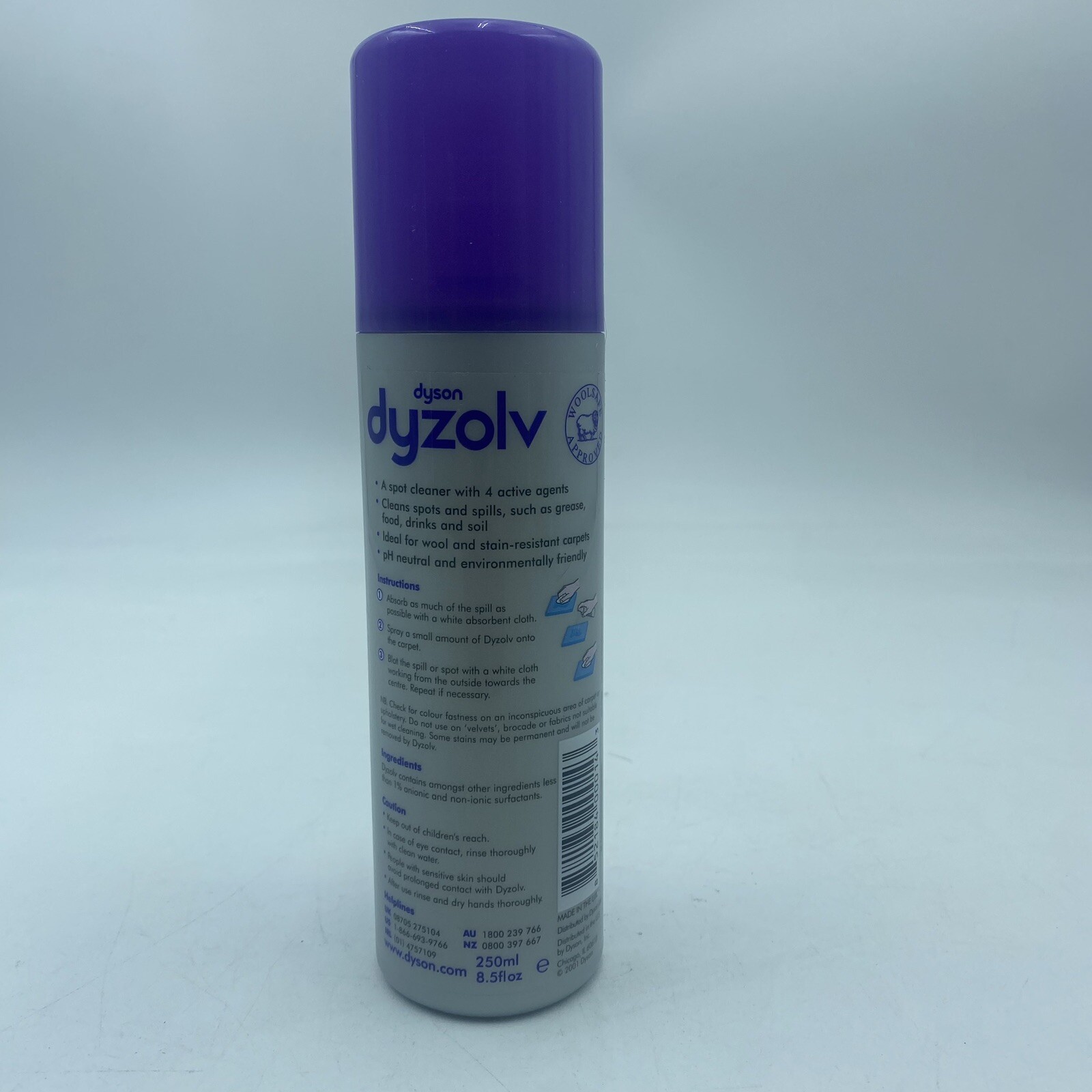 Dyson Dyzolv Spot Cleaner for Carpets & Rugs 4 Active Agents 8.5 oz New