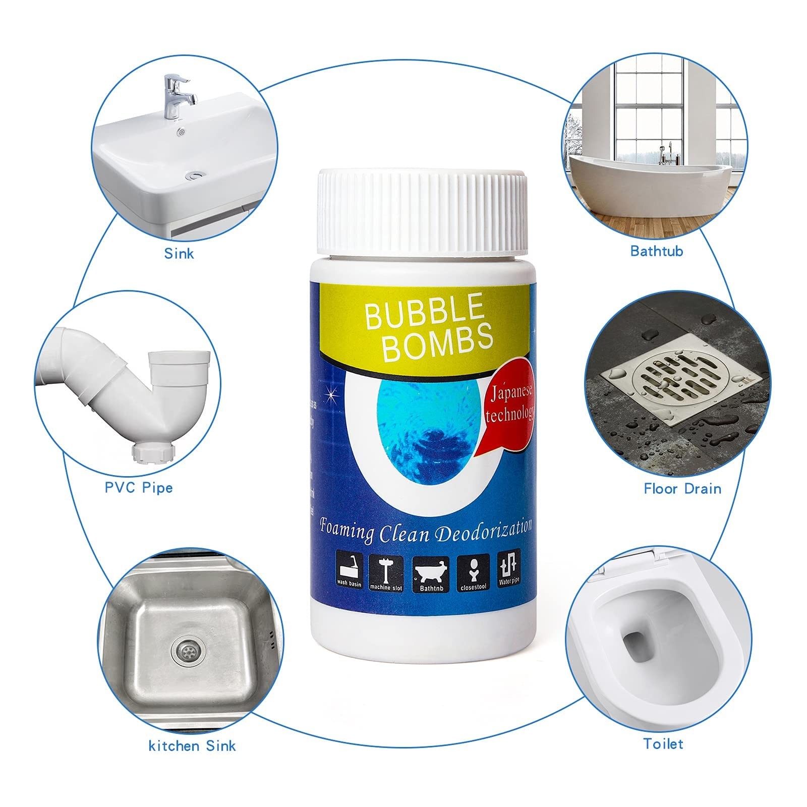 6 Pcs Bubble Bombs Drain Cleaner, Pipe Dredge Deodorant, Quick Dredge Pipelin…