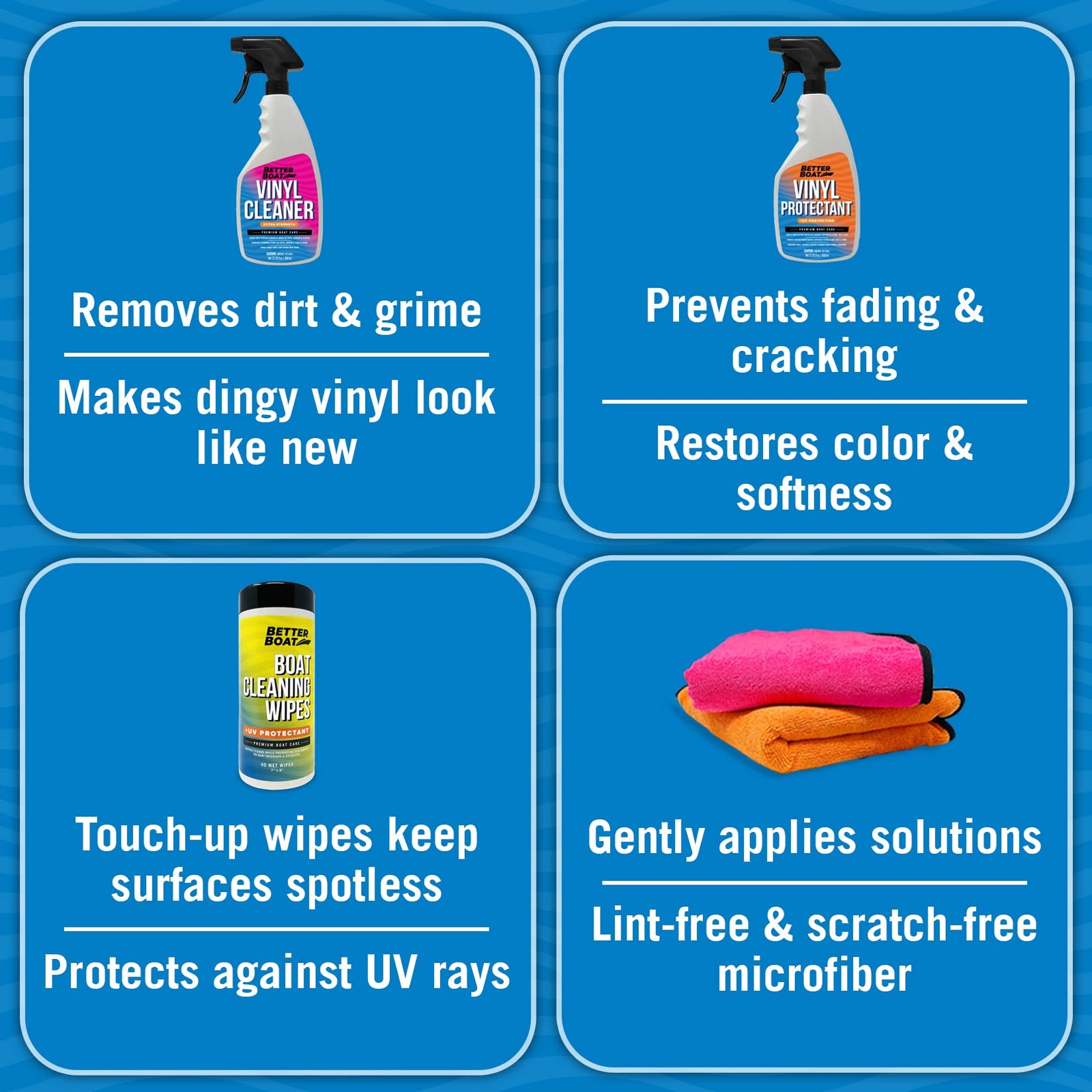 Boat Interior Cleaning Kit Marine Vinyl Protectant And Cleaner Wipes Microfiber