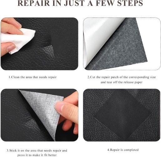 2 PCS Repair Patch Tape, 4 x 8 Inch Waterproof PU Repair Tap Color: Dark Brown