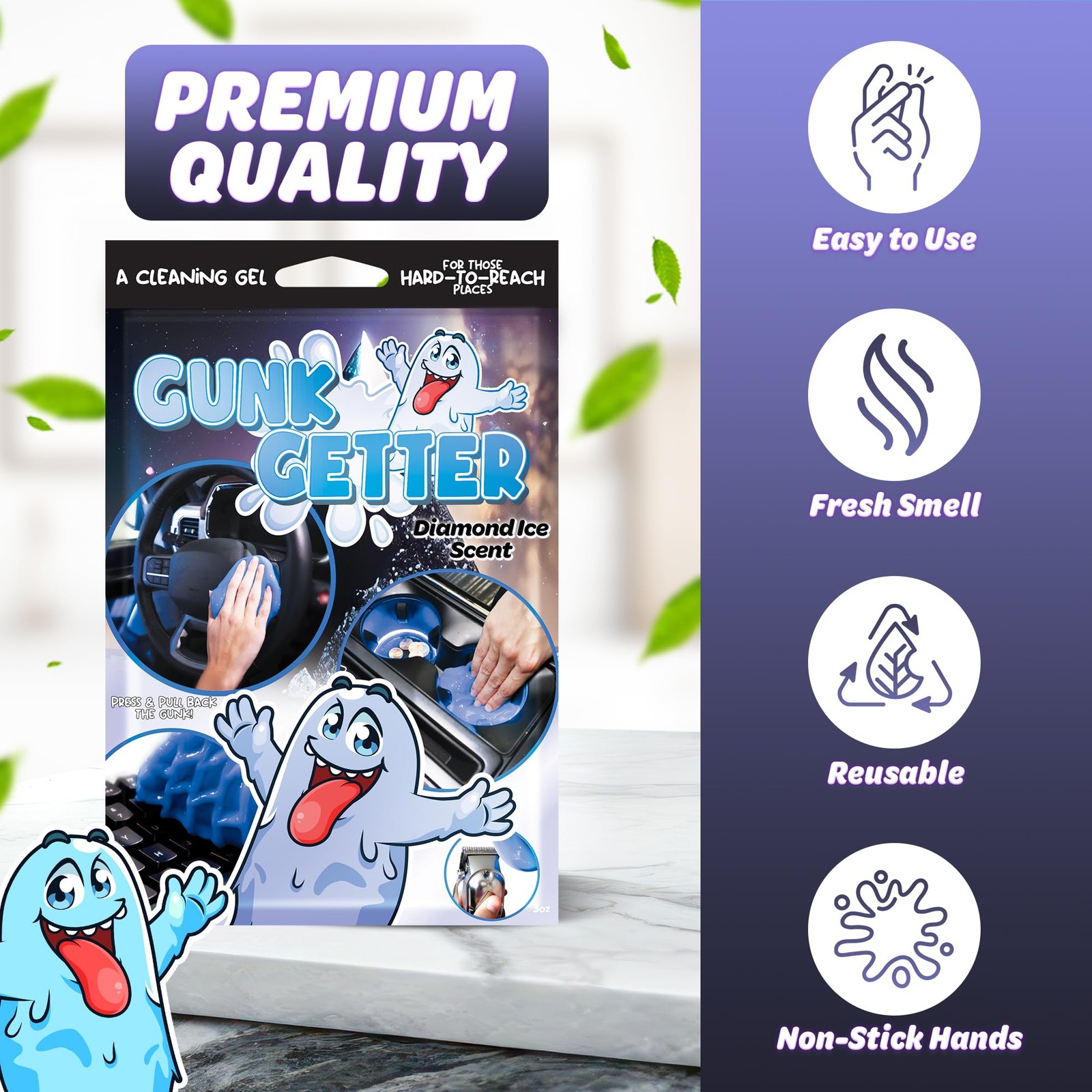 Gunk Getter, Cleaning Gel for Those Hard to Reach Places, Automotive Cup Hold…