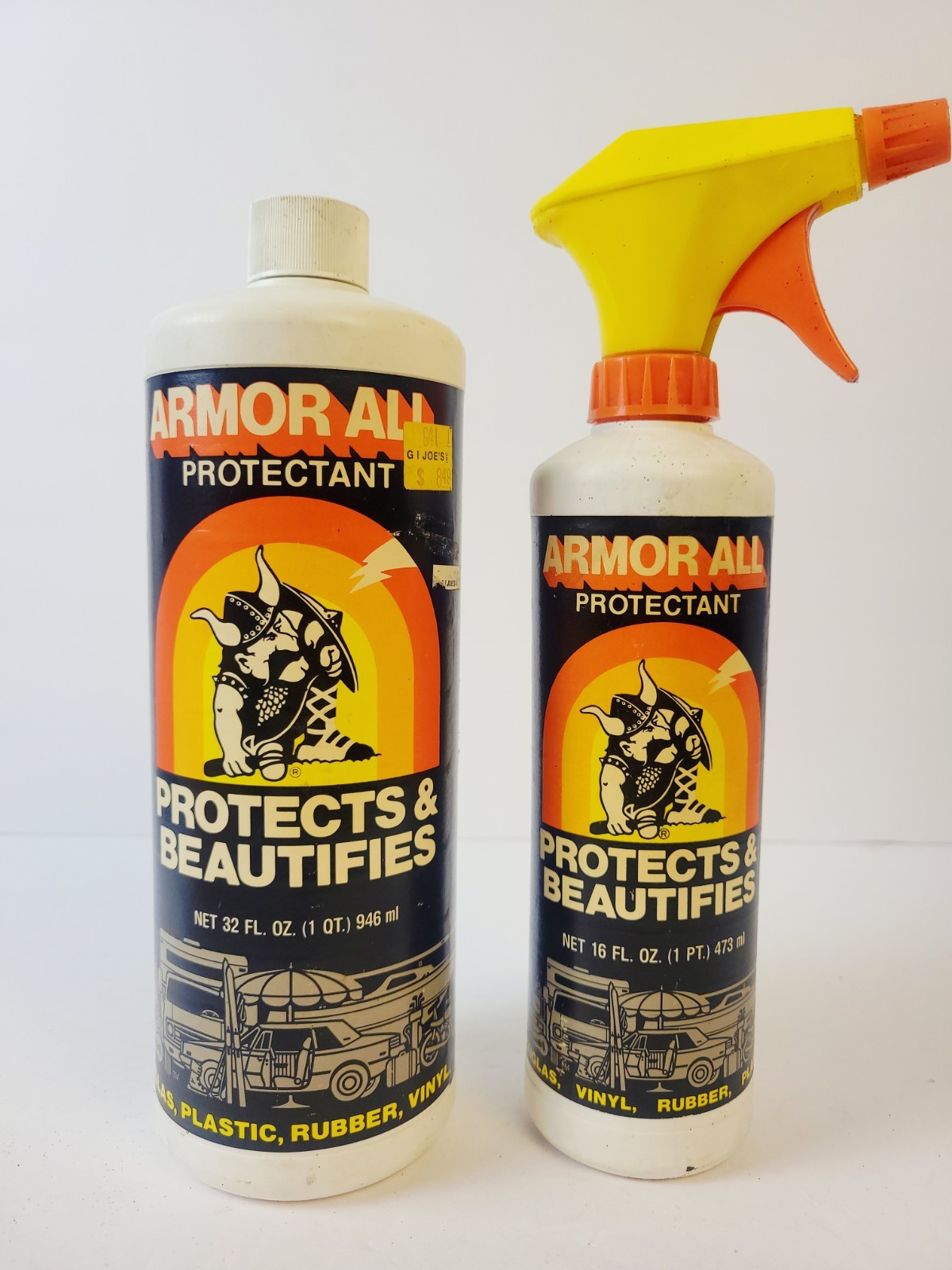 Vintage 1981 ARMOR ALL Cleaner NOS Refill & Spray Bottles 50 Fl Oz Total