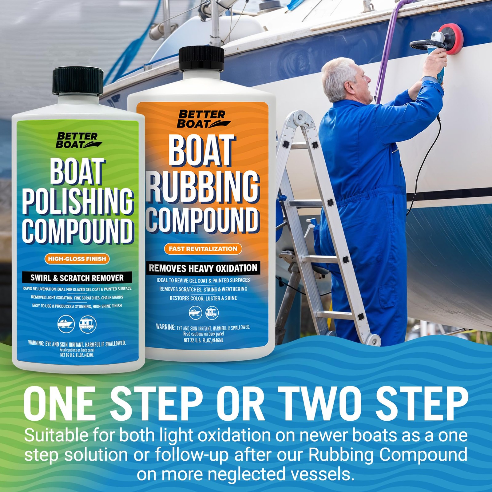 Boat Polishing Compound Gelcoat Restorer, Fiberglass Polish for Boats, Rubbin…