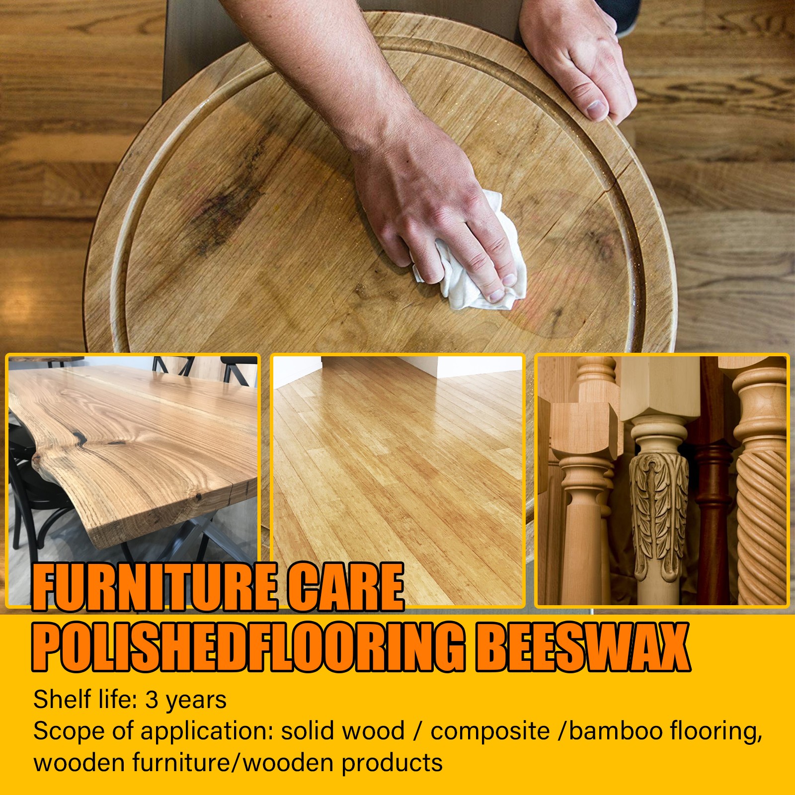 Furniture Polish Beeswax Natural Wood Wax Scratch Repair & Shine 80g