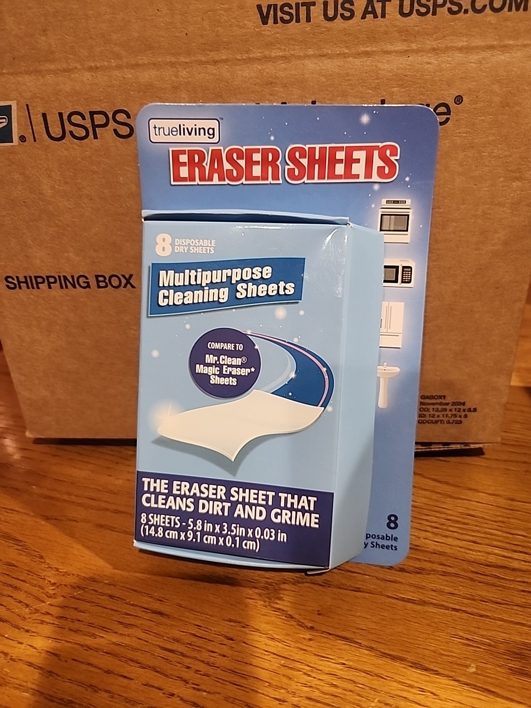 Trye Living Eraser Multi-Surface Cleaning Sheets, 8 ct. Thin & Flexible New 3 Pk