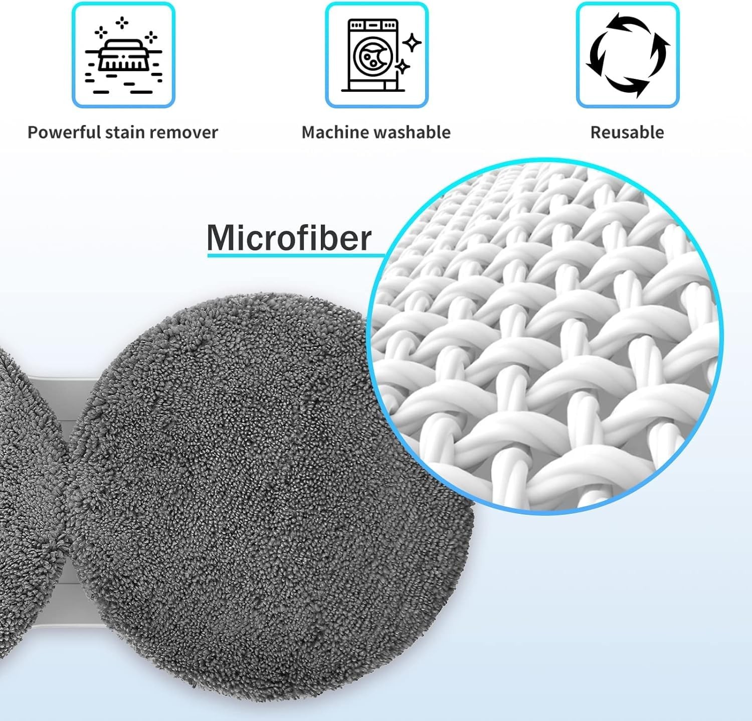 12 Pieces Microfiber Pads for W2/W3/X1 Window Cleaners, Reusable, Machine Was…