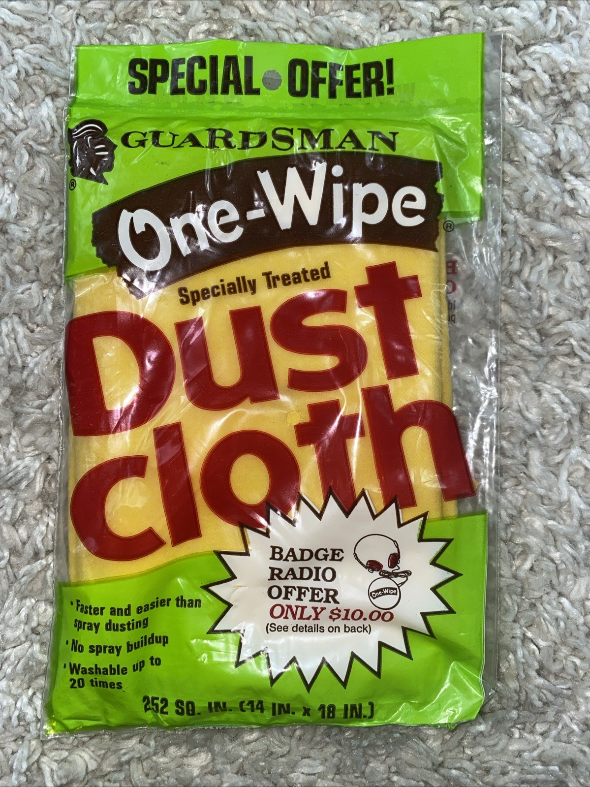 Vintage 1980’s Guardsman One Wipe Dust Cloth 14×18 Dusting for TV or Movie Prop