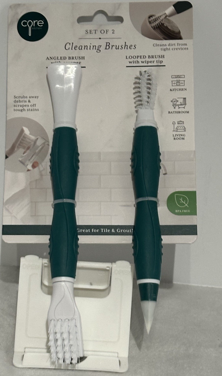 Core Hard Bristle Crevice Cleaning Brushes Lot Of 2 Kitchen Bathrooms Cleaning
