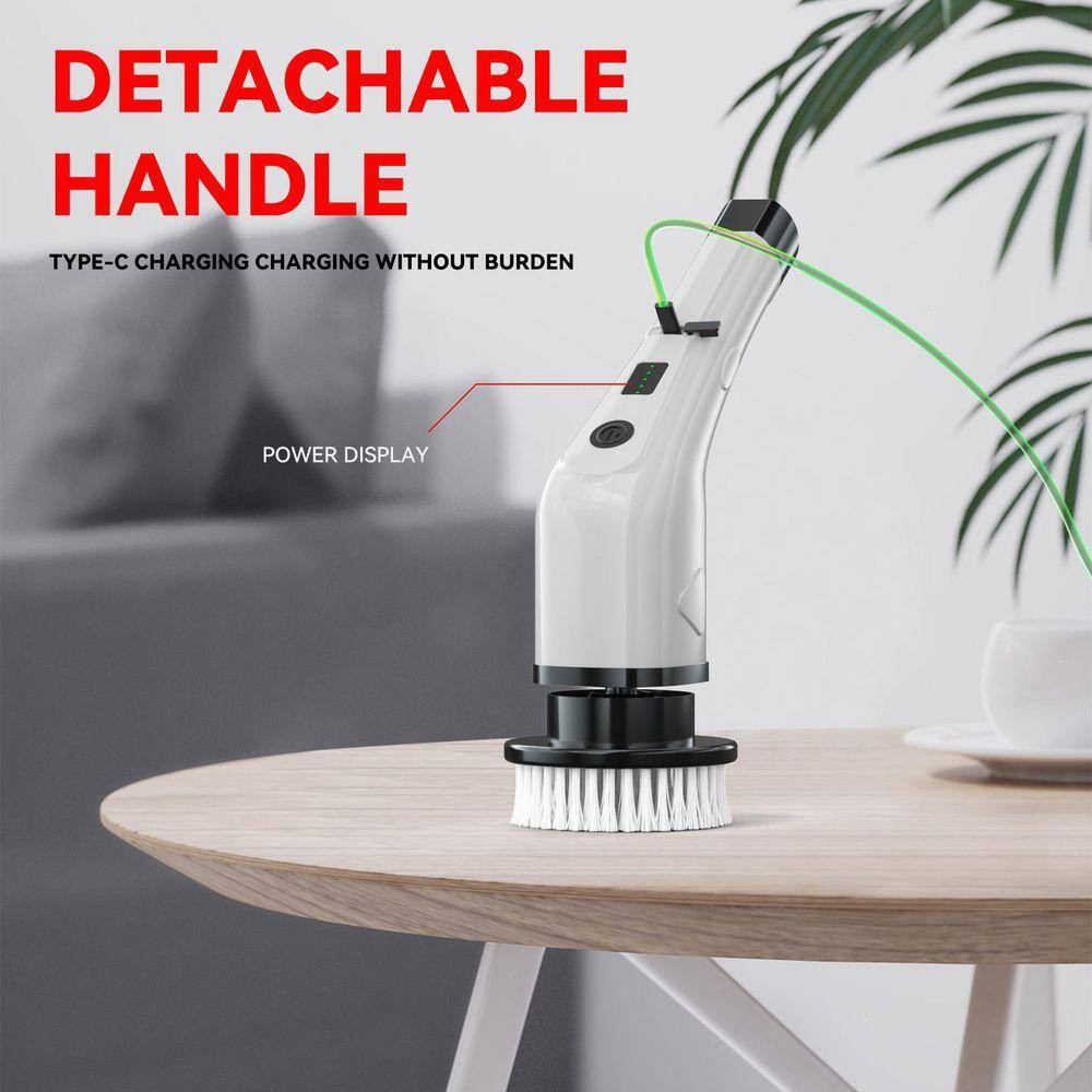 Cordless Portable Carpet Cleaners, Power Scrubber, 2-Speeds, 7-Brush Heads, Long