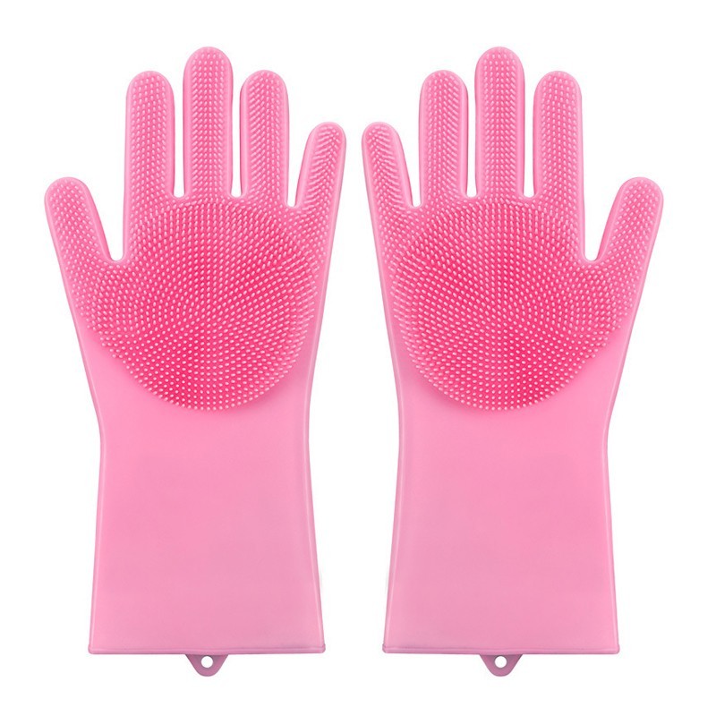 US 1 Pairs Silicone Cleaning Brush Scrubber Gloves Heat Resistant Dish Washing