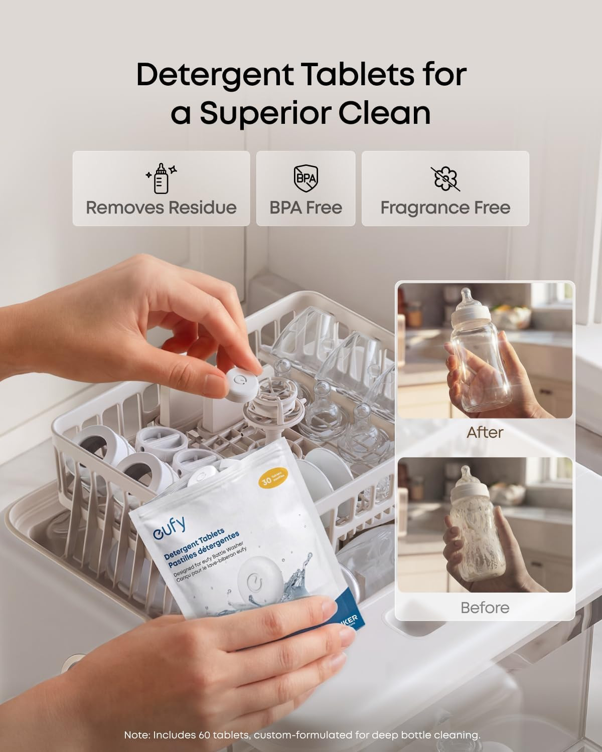 Cleaning Kit for eufy Bottle Washer, Cleaning Set with Detergent Tablets (180 Pc