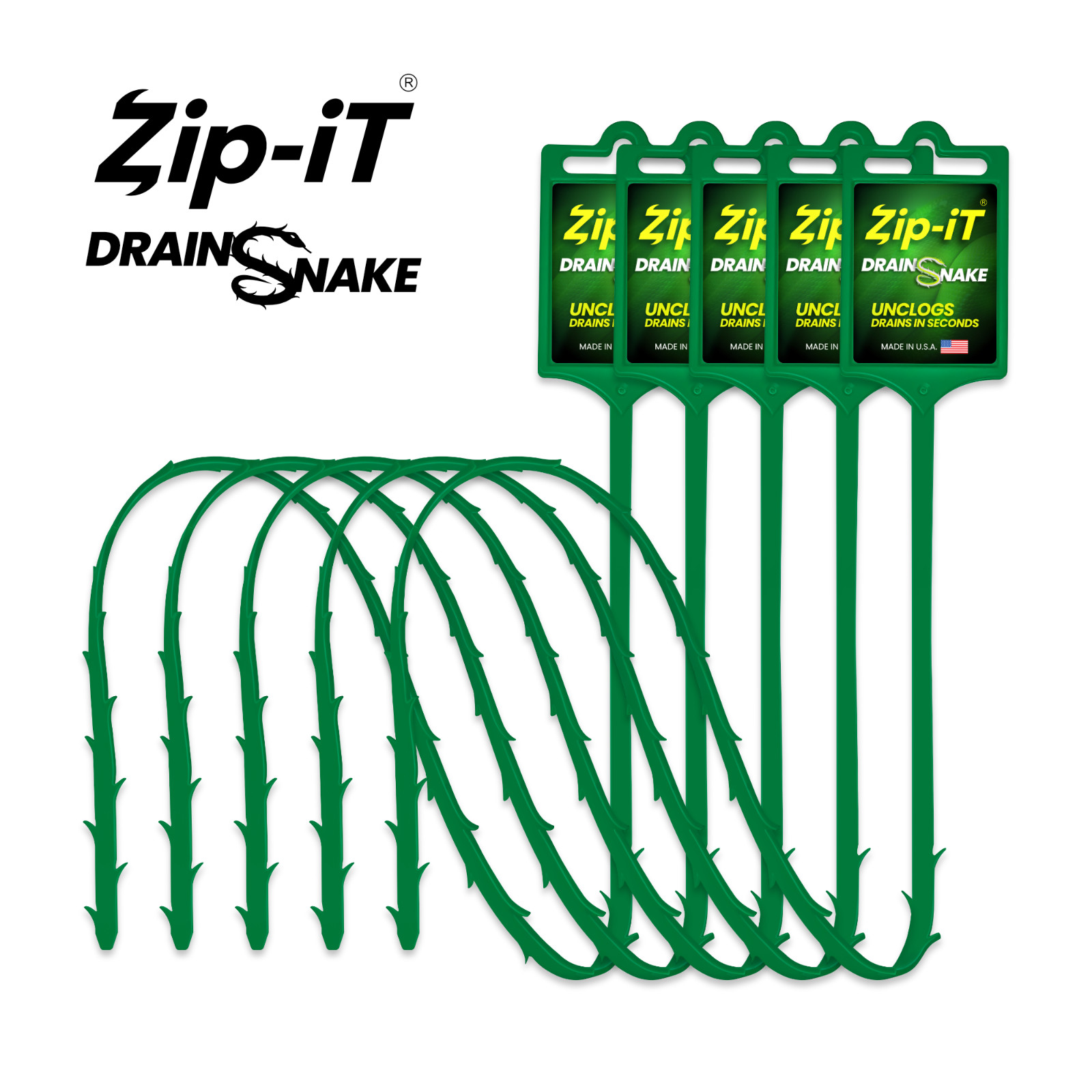 PLASTIC DRAIN STICK HAIR CLOG REMOVER, ZIP IT DRAIN CLEANER 5 PK, DRAIN SNAKE