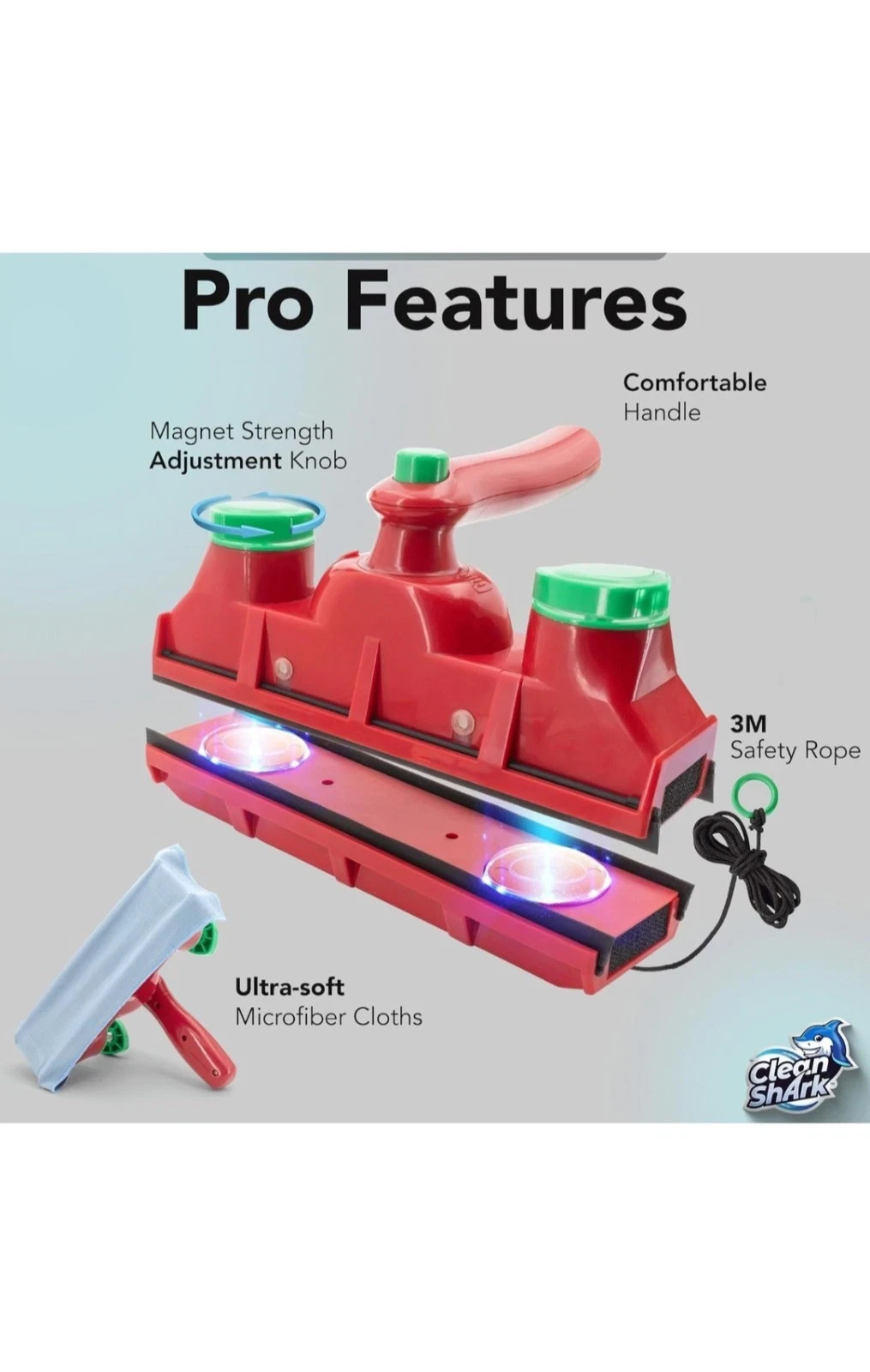 CleanShark Double Sided Magnetic Window Cleaner Tool V1