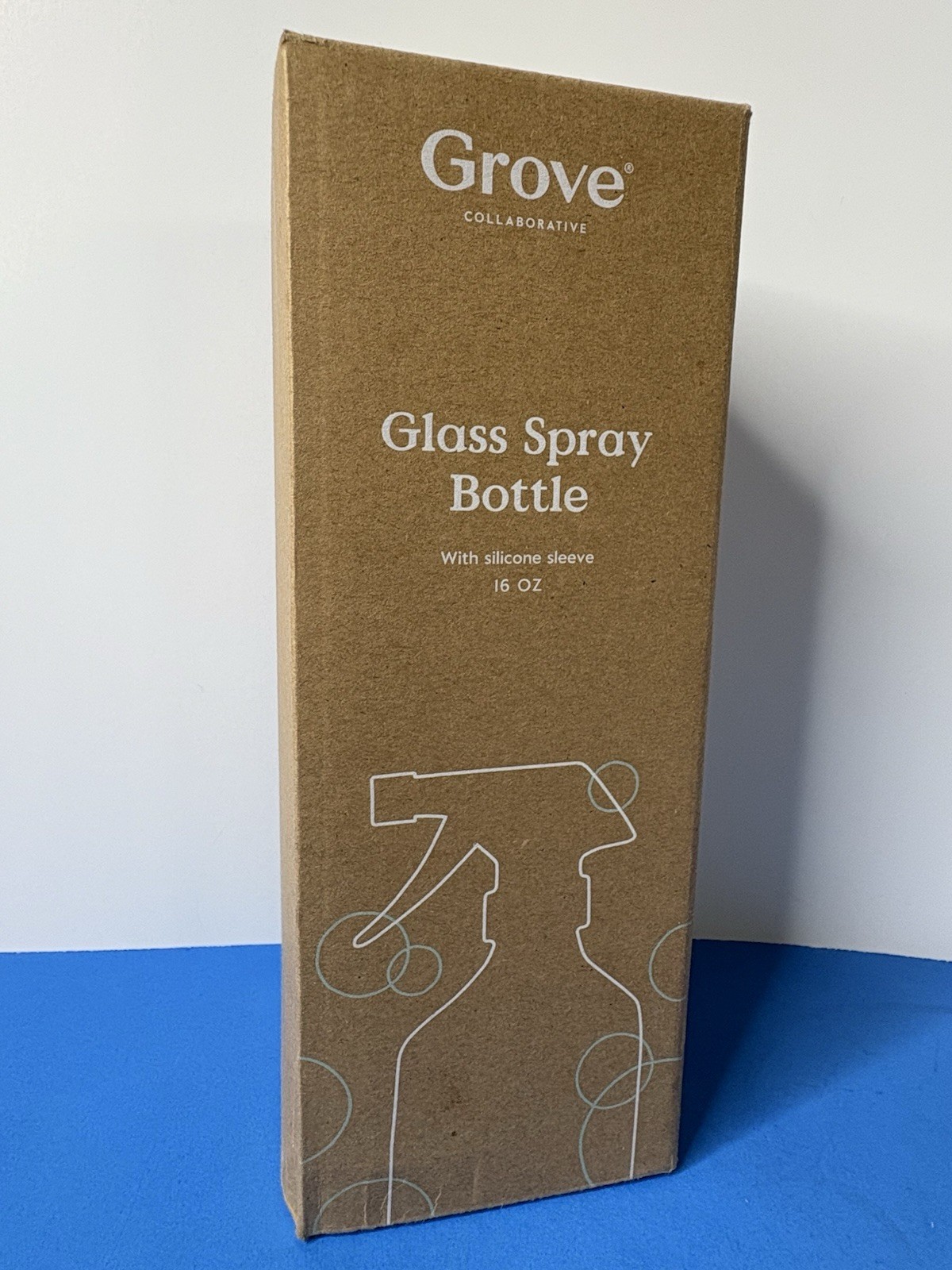 Grove Collaborative Glass Spray Bottle With Gray Silicone Sleeve NIB 16 Oz