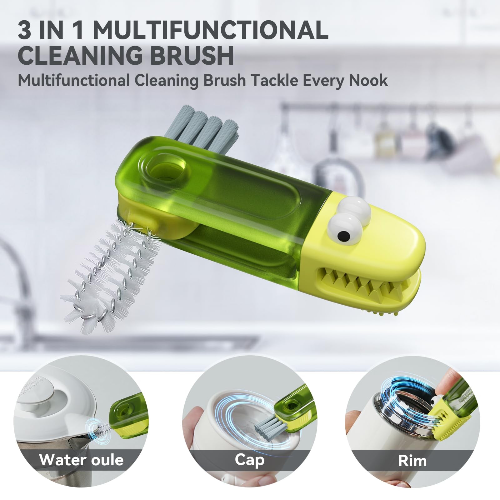 3 in 1 Cup Lid Gap Cleaning Brush Set, Multifunctional Bottle Cleaning Brush,…