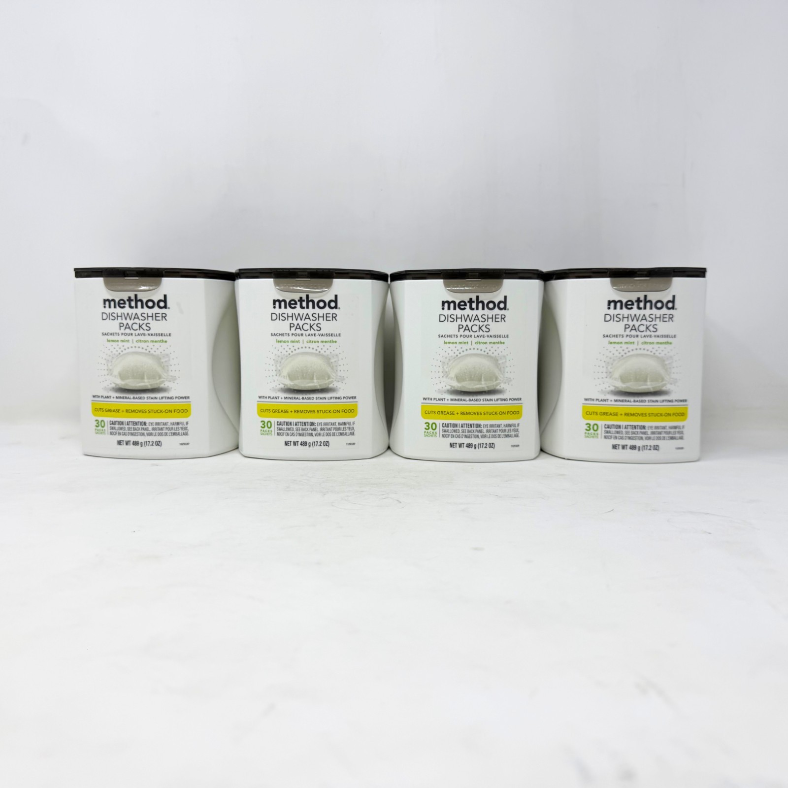 4 Pack – Method Dishwasher Packs, Plant & Mineral-Based, Lemon Mint, 30 Count