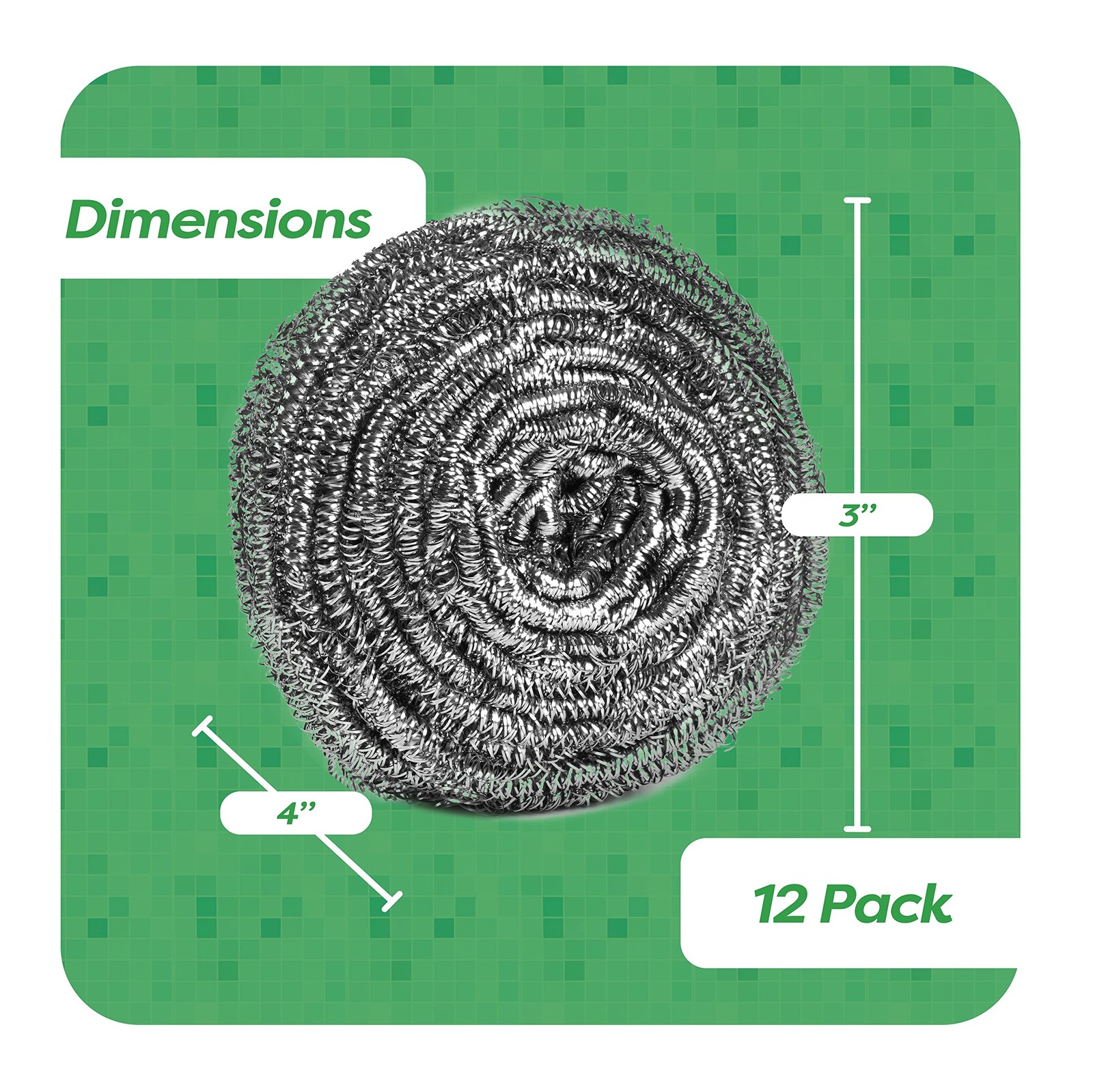 12 Pack Stainless Steel Scourers by Scrub It – Steel Wool Scrubber Pad Used f…