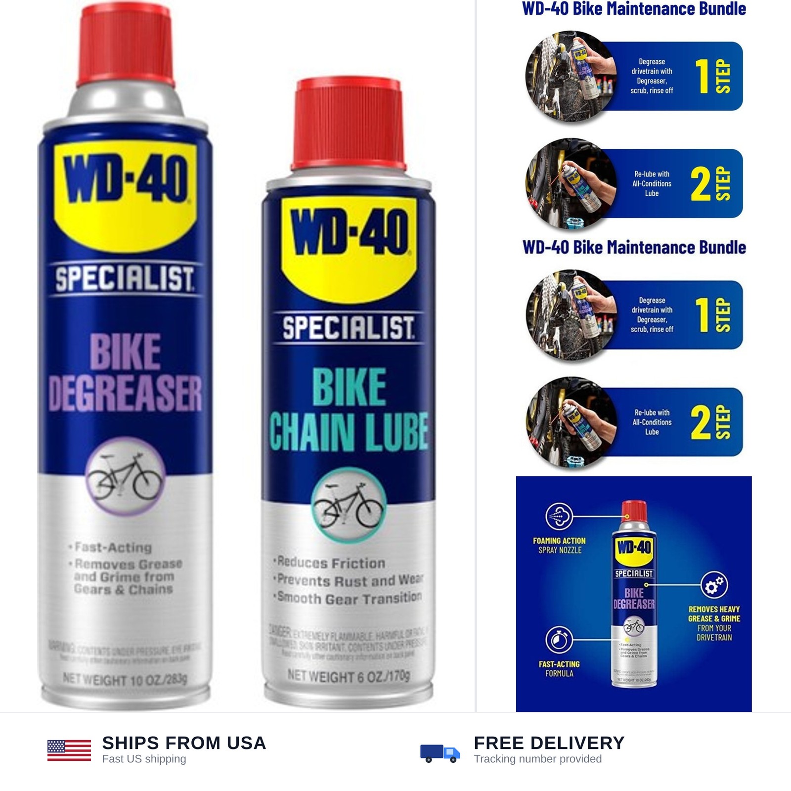 WD-40 All Conditions Bike Chain Lube and Chain Cleaner/Degreaser