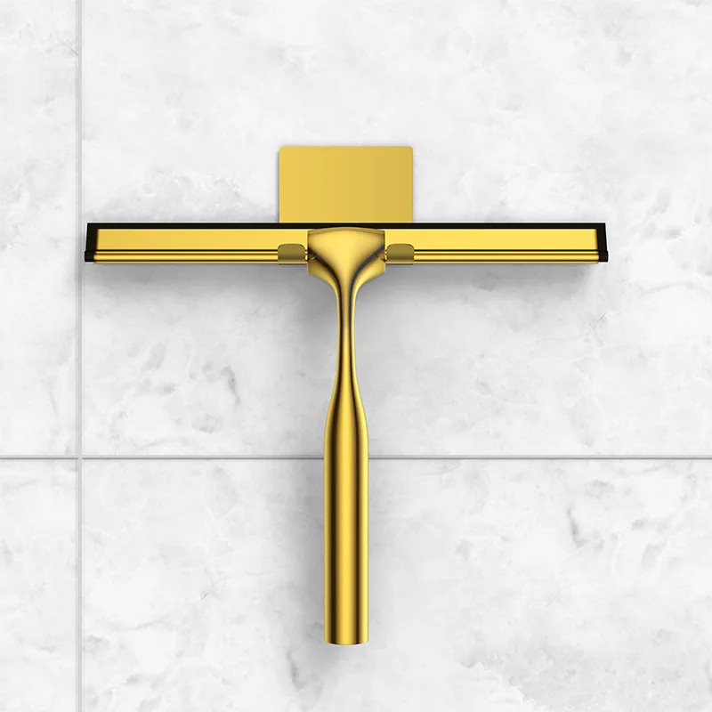 All-Purpose Shower Squeegee 10” Golden Color Silicone Scrape Stainless Steel Ha