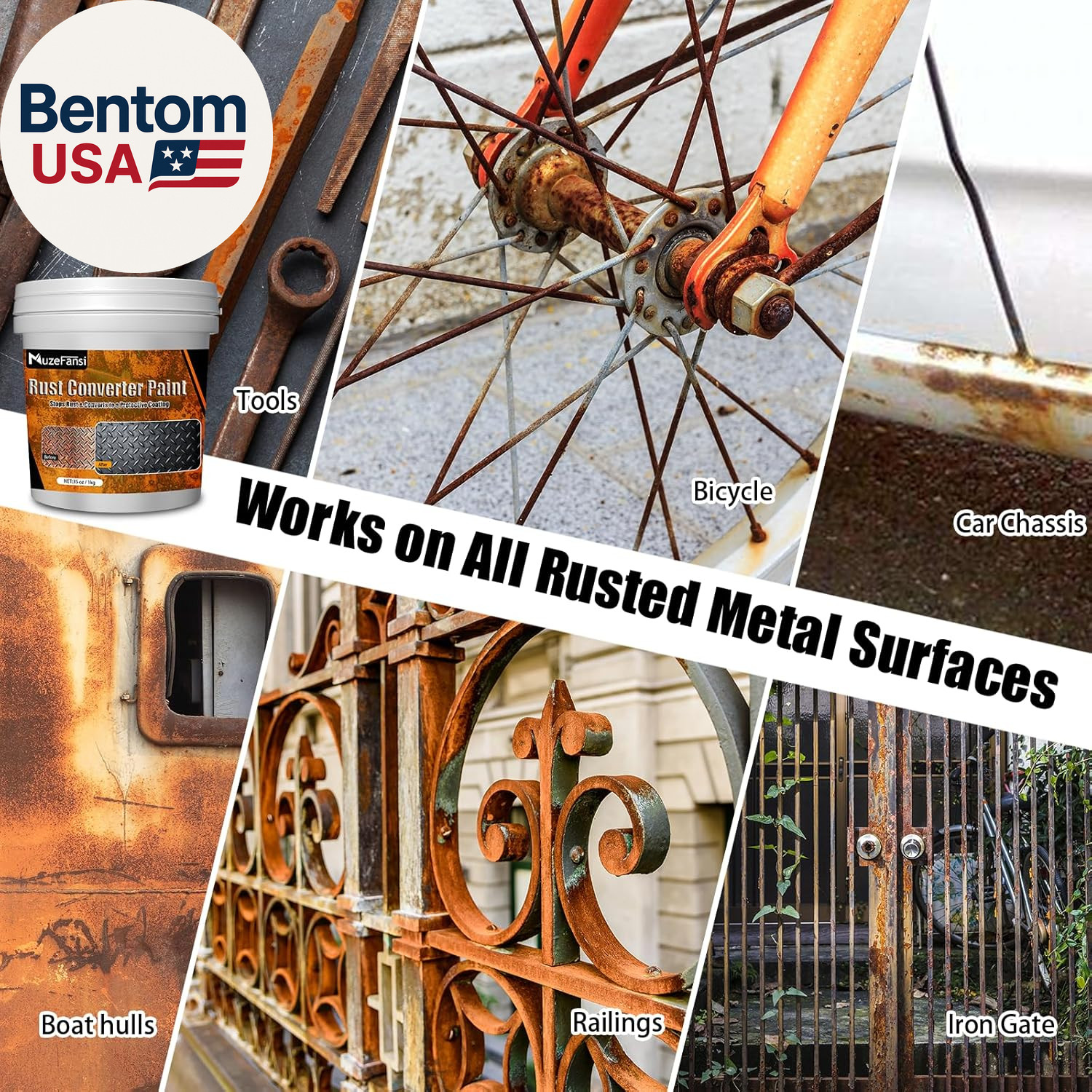 2-In-1 Rust Converter & Metal Primer, 35Oz Black Rust Inhibitor Paint for Metal
