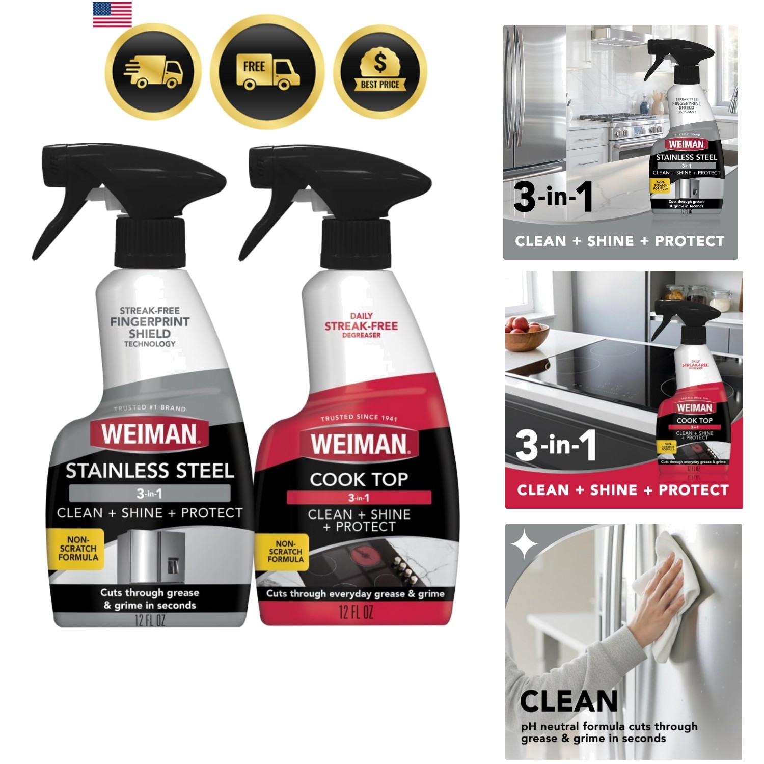 Stainless Steel Cleaner & Cooktop Daily Cleaner – 12 Ounce – Kitchen Applianc…