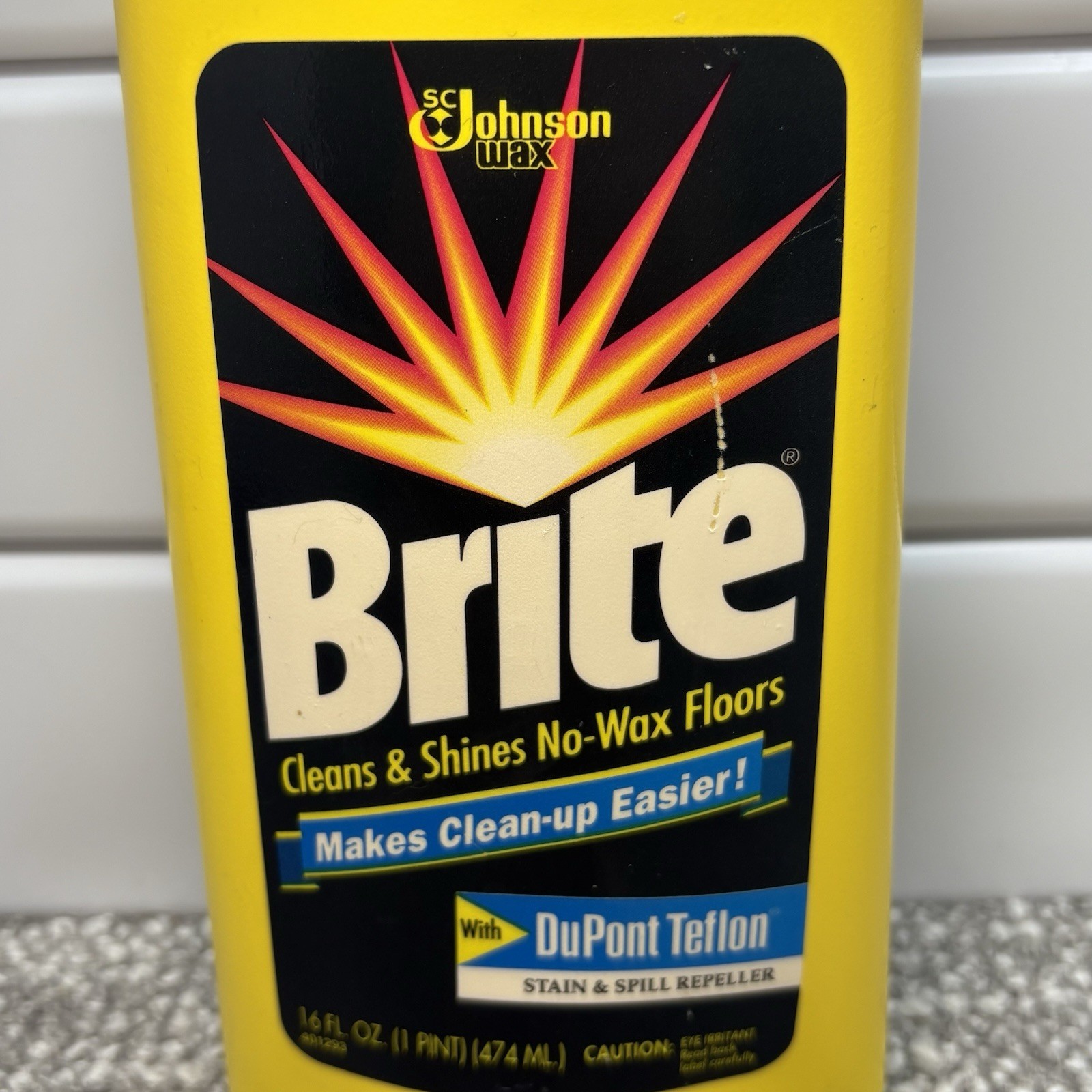 Vintage Johnson Wax BRITE No Wax Floor Cleaner 16 Oz 95% Full