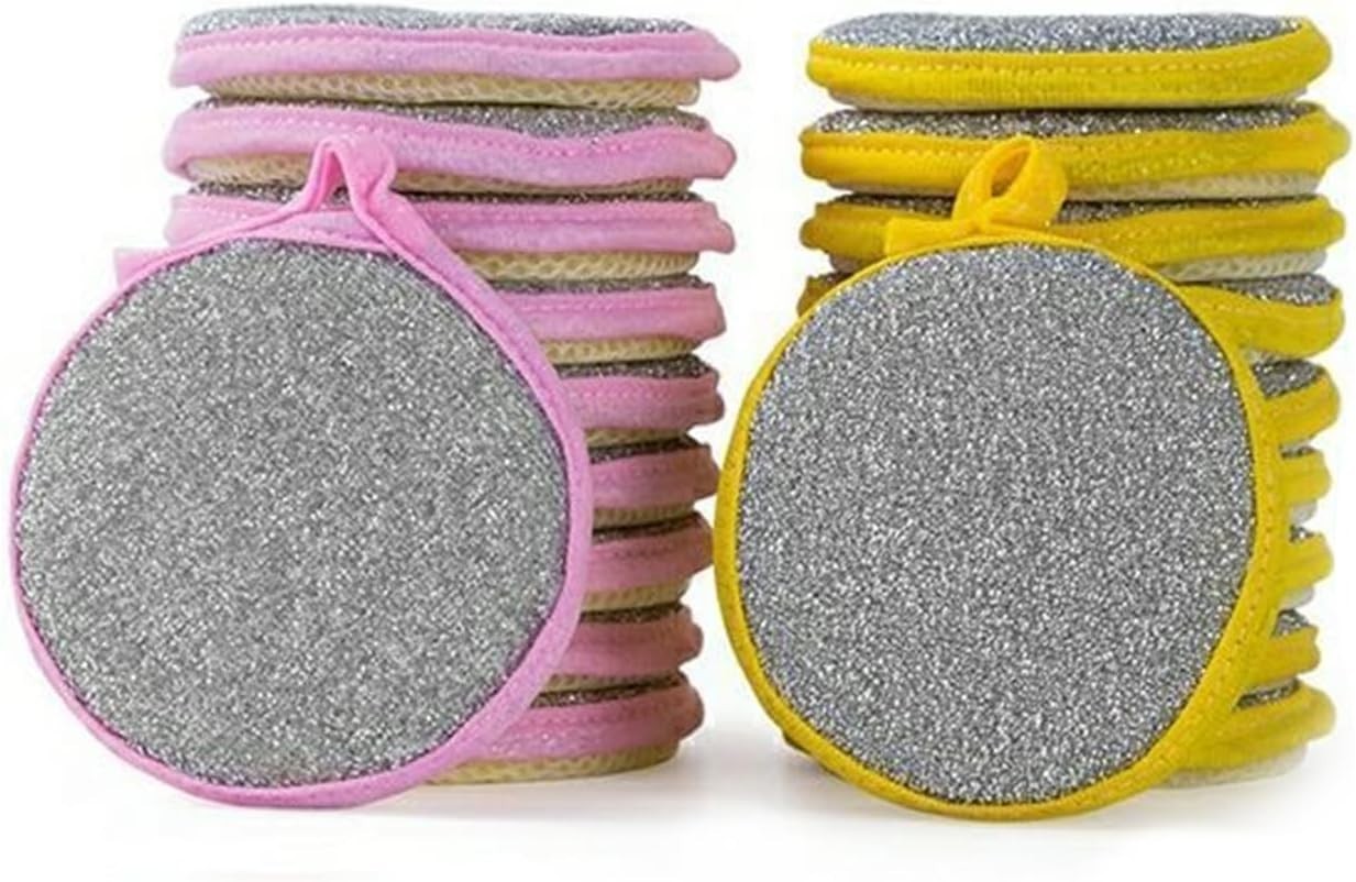 20x Double-Sided Scouring Pads Dish Pan Washing Sponge Kitchen Cleaning Tool