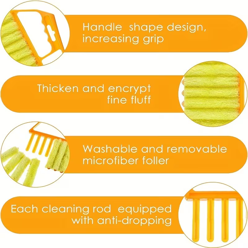Blinds Cleaning Brush 7-Slot Duster for Window Blinds, Air Vent, Car & Home Dust