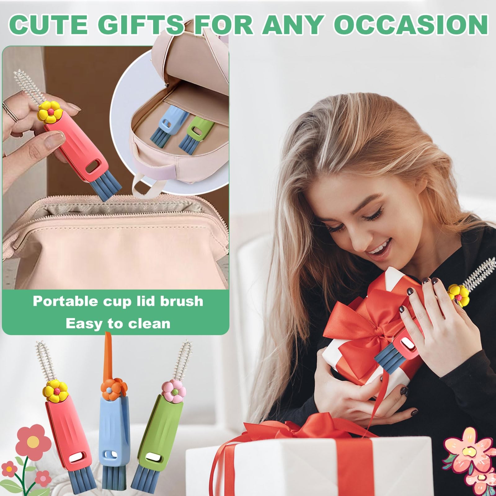 3 in 1 Cup Lid Cleaning Brush, 6 PCS Portable Water Bottle Brush, Multifuncti…