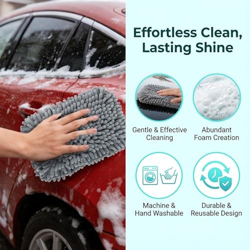 Microfiber Cleaning Cloths for Cars – 2 Pack Chenille Microfiber Wash 2 PCS