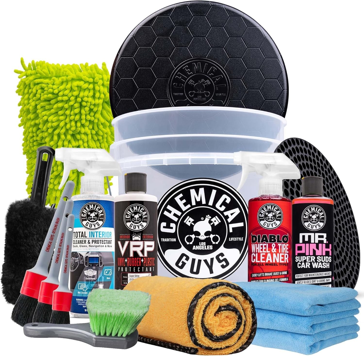 Chemical Guys Car Detailing Kit, Car Cleaning Kit with Total Interior Cleaner &