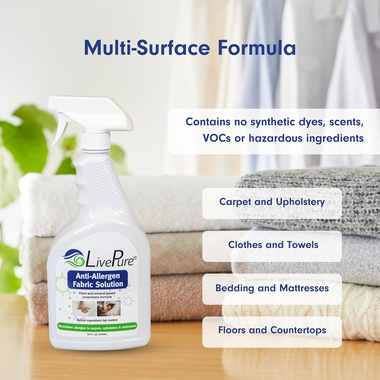 Anti-Allergen 32 OZ Fabric Spray for Household Surfaces
