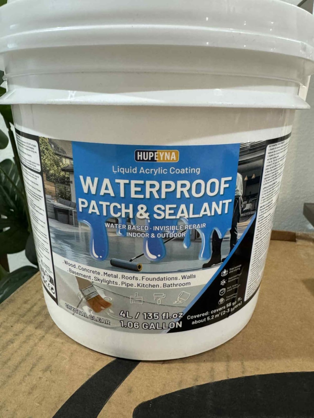 4L Hupeyna Waterproof Sealant, Liquid Transparent Waterproof Coating Repairing