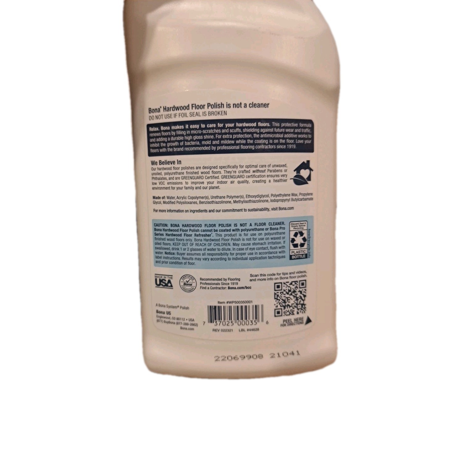 Bona Hardwood Floor Polish Quick & Easy Polishing HIGH GLOSS 24 fl oz bottle