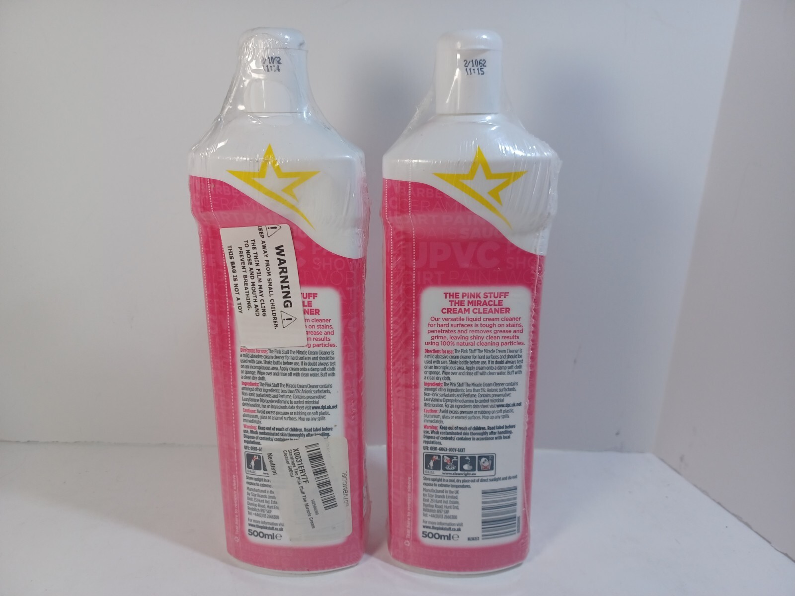 2 The Pink Stuff Stardrops Miracle Cream Cleaner 16.91oz bottle VEGAN