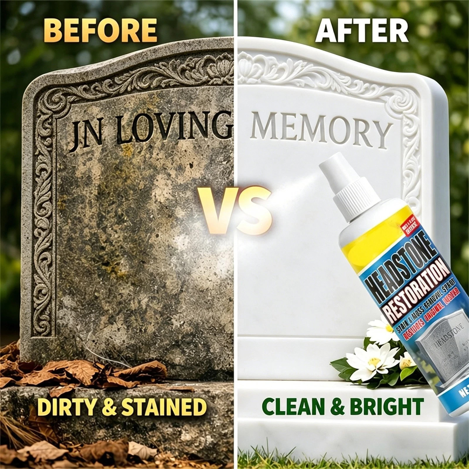 Headstone Cleaner Spray for Granite Marble Tombstone 100ml with TowelView Sold H