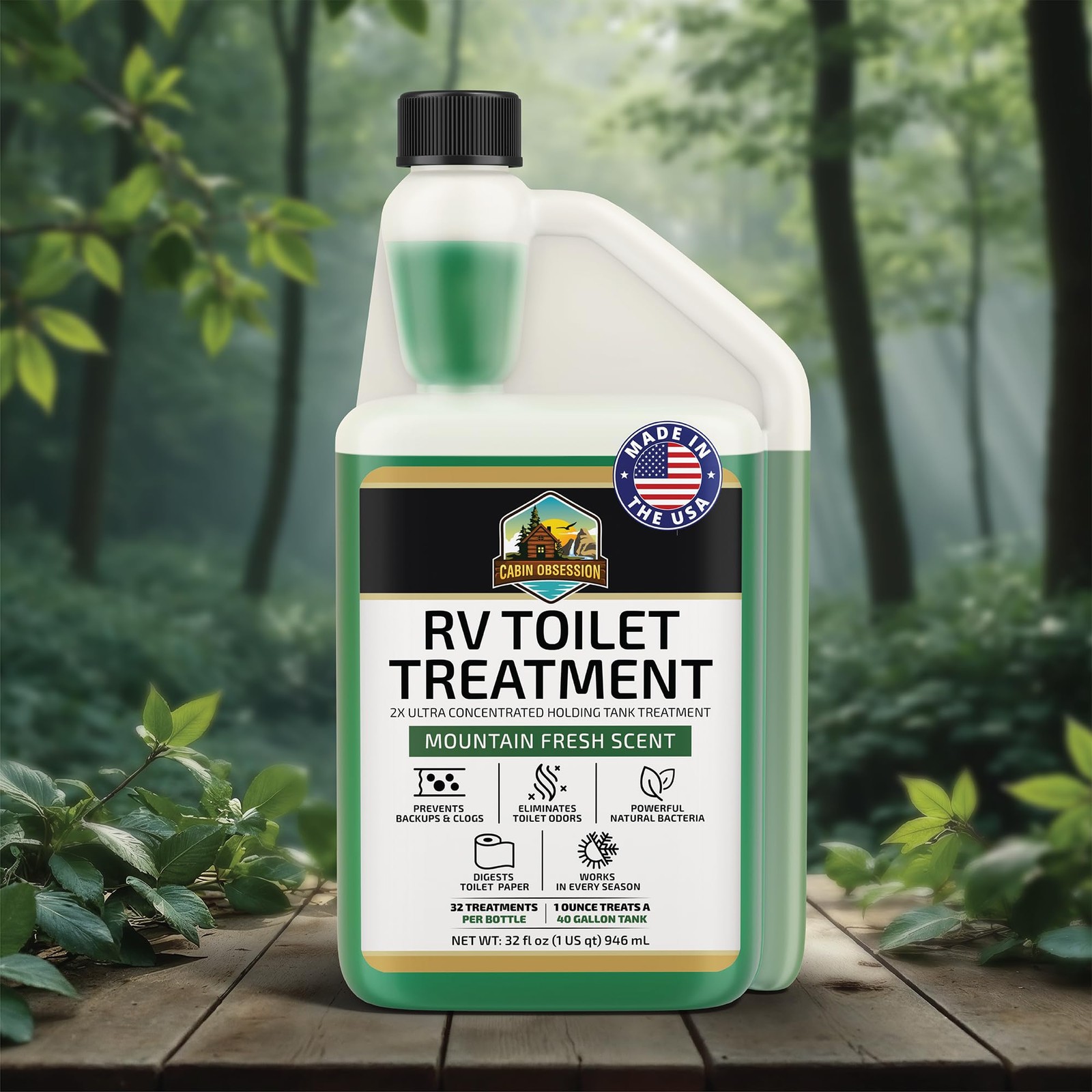 RV Toilet Treatment (32 oz) – 2x Ultra Concentrated Liquid RV Black Tank Trea…