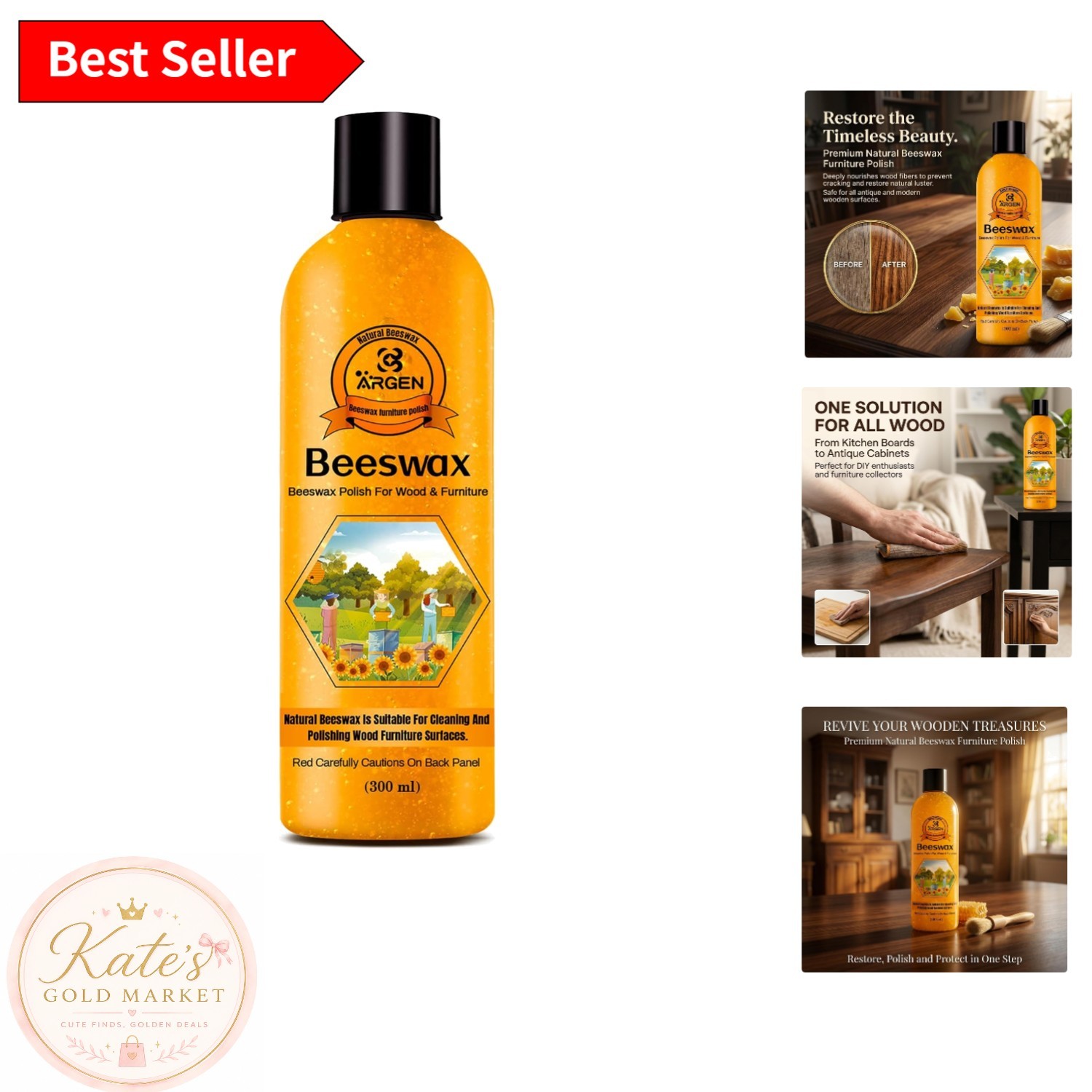 Beeswax Furniture Polish – Restore Shine & Protect Wood Finish – 300ML