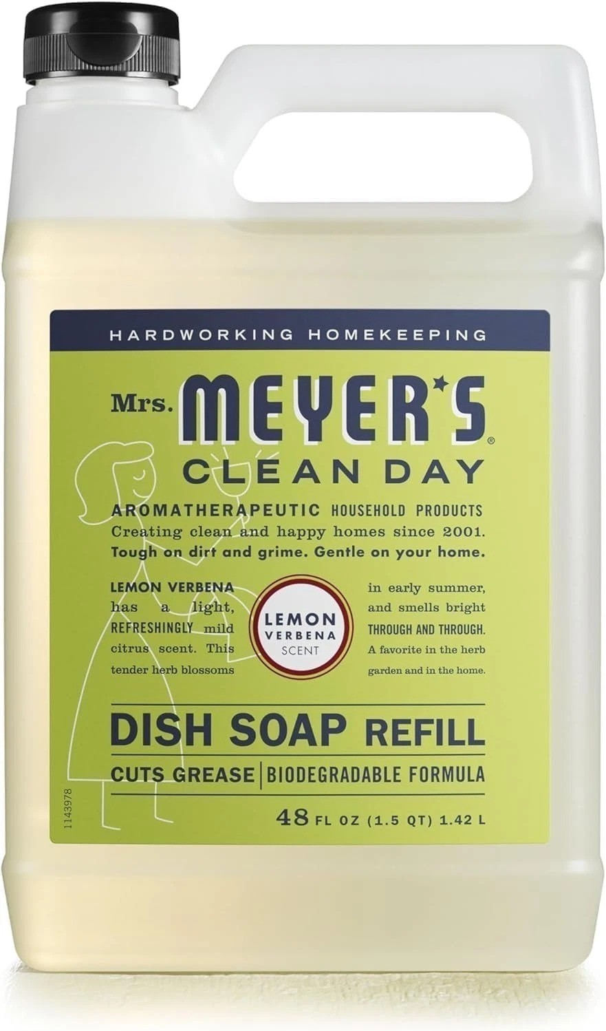 MRS. MEYER’S CLEAN DAY Liquid Dish Soap Refill, Lemon Verbena (48 Fl Oz (Pack of