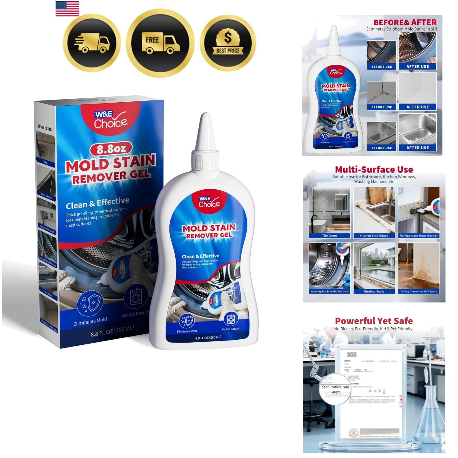 Stain Remover Gel Cleaner for Shower, Bathroom Tile Grout and Caulk – Heavy D…