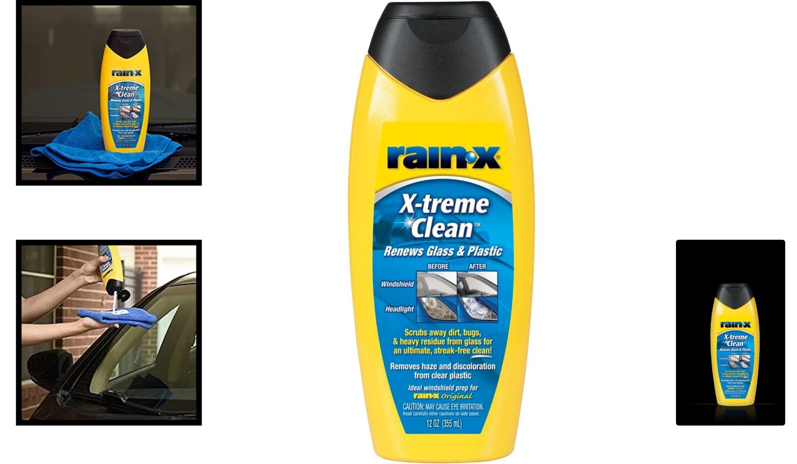 12 Fl Oz Unscented Glass Cleaner – Rain-X X-Treme Clean for Crystal Clear Vision