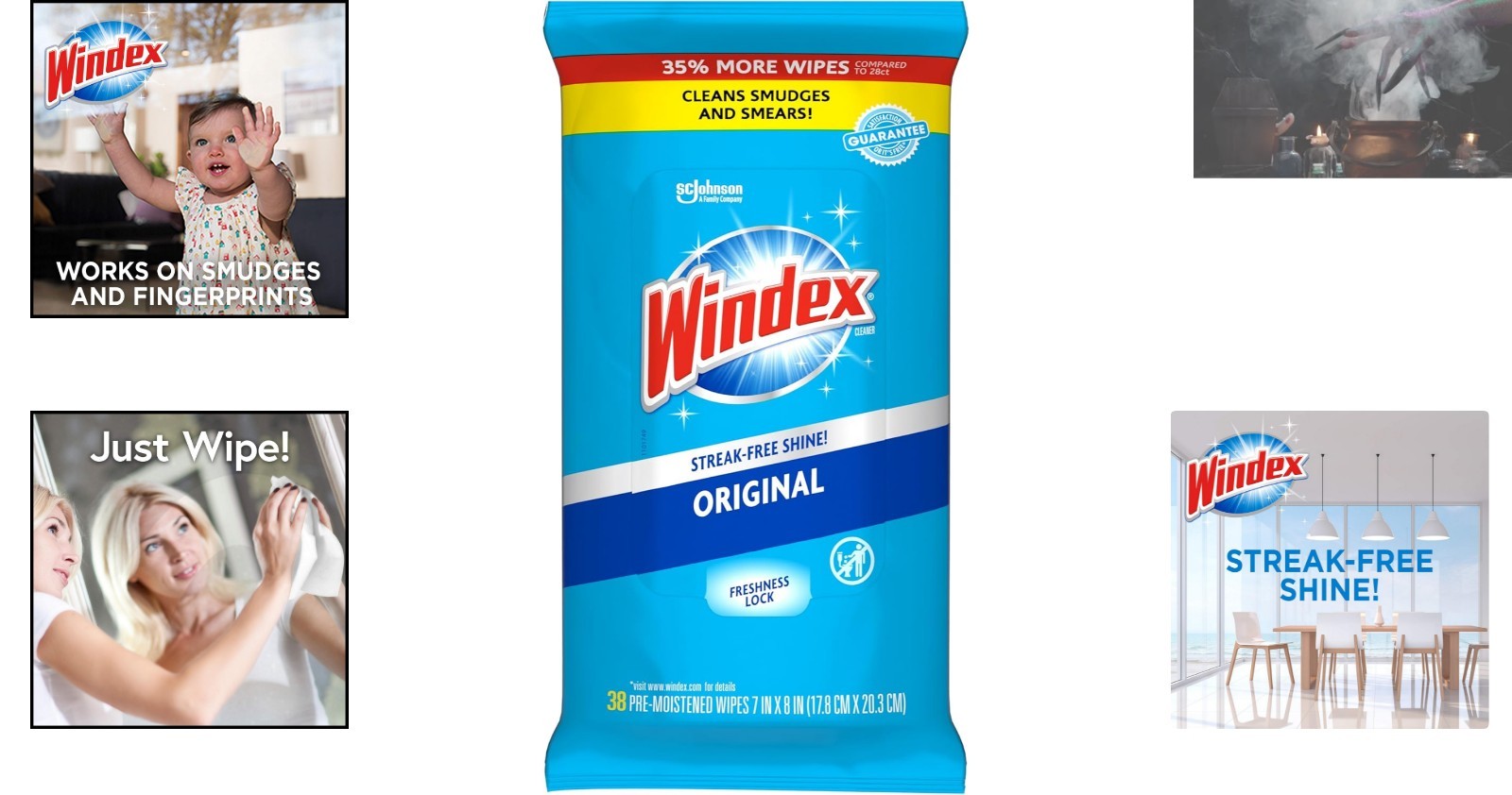 38 Biodegradable Glass Cleaning Wipes – Streak-Free Shine & Scent