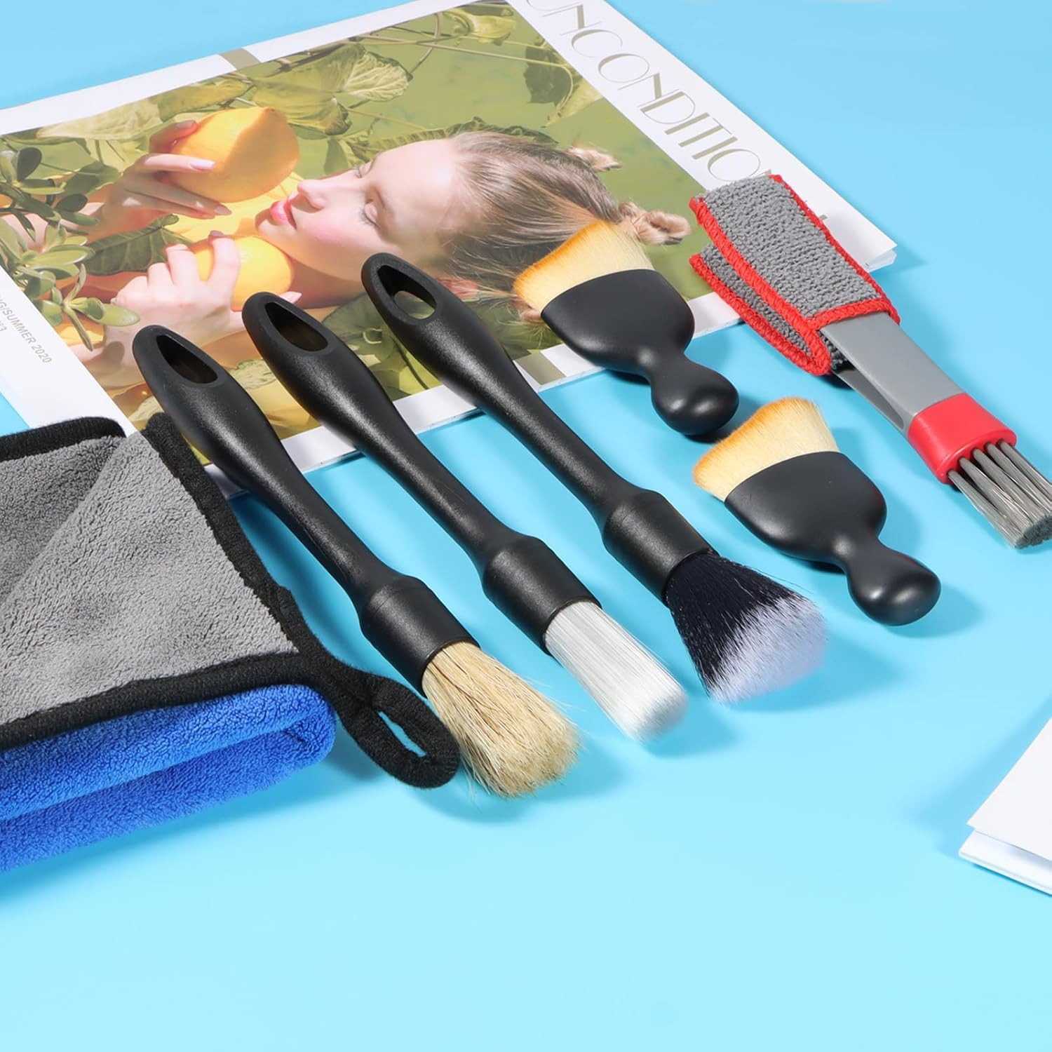 Car Detailing Brush, 7 PCS Car Interior Brush Set, Automotive Interior Dusting B