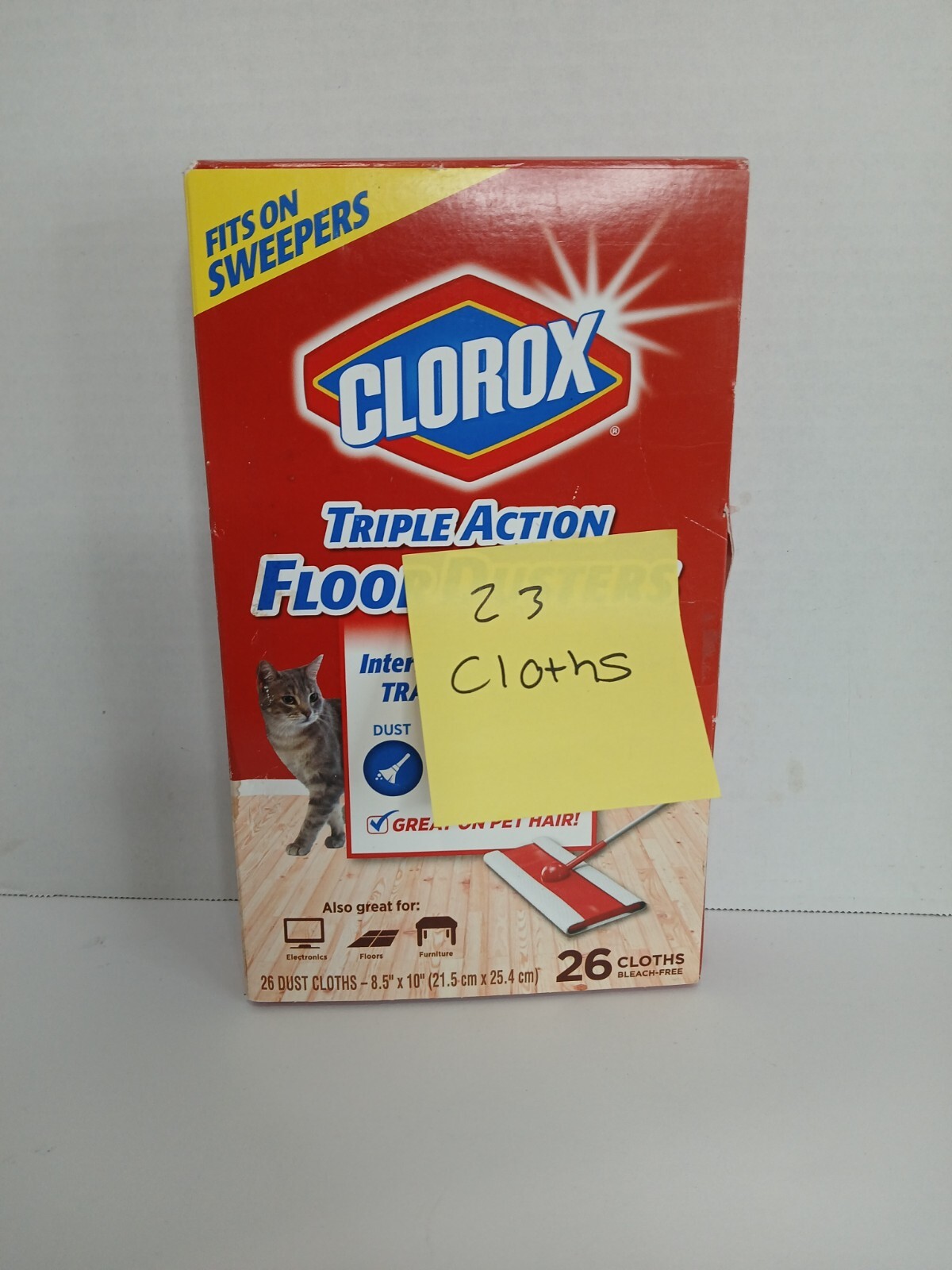 Clorox Triple Action Floor Dusters Open Box Sweeper Wipes Bleach 23 Clothes