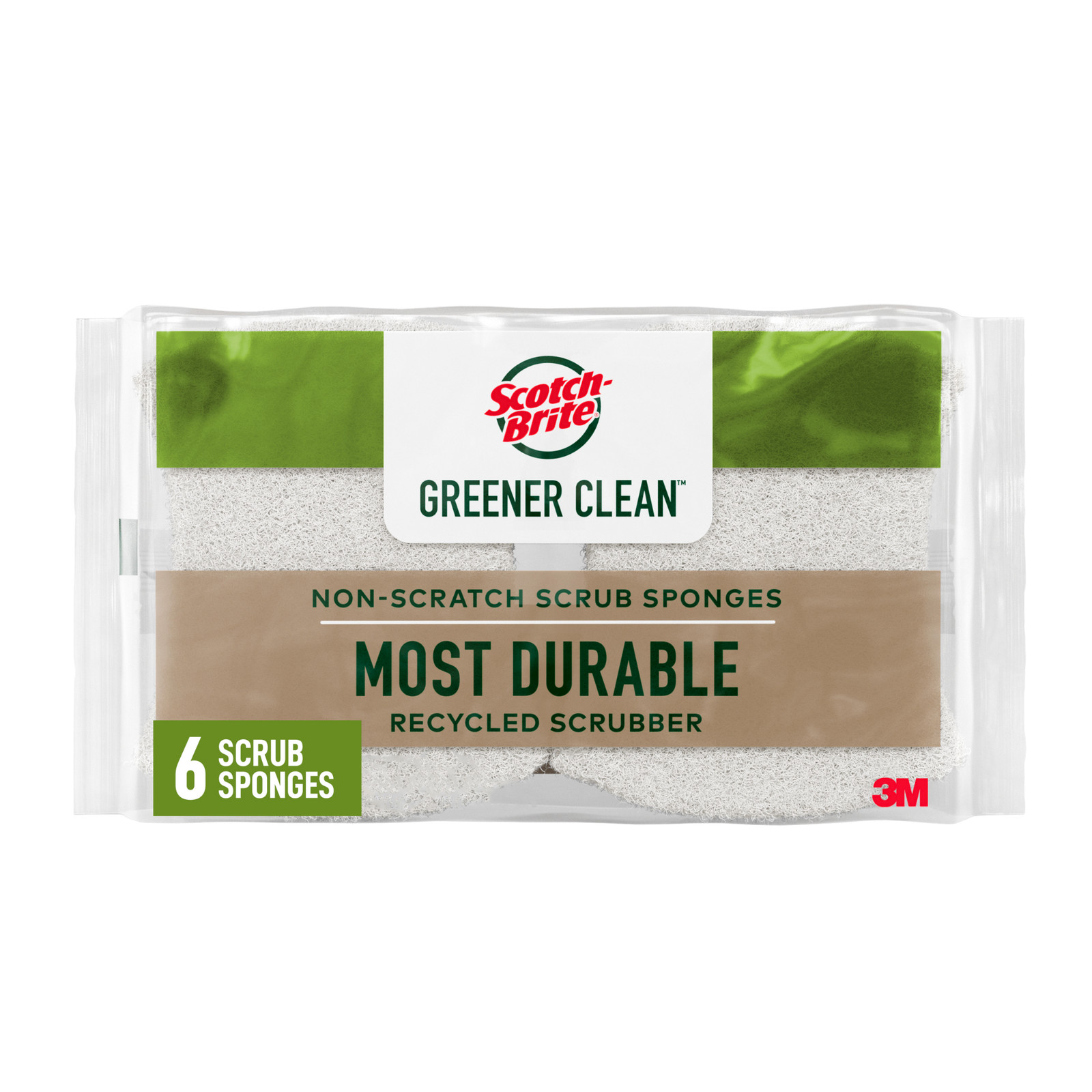 Scotch-Brite Greener Clean Non-Scratch Scrub Sponge: 3.3 in. x 2.6 in. x 0.7 in.